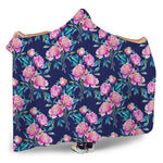 Pink Peony Floral Flower Pattern Print Hooded Blanket