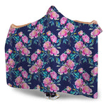 Pink Peony Floral Flower Pattern Print Hooded Blanket