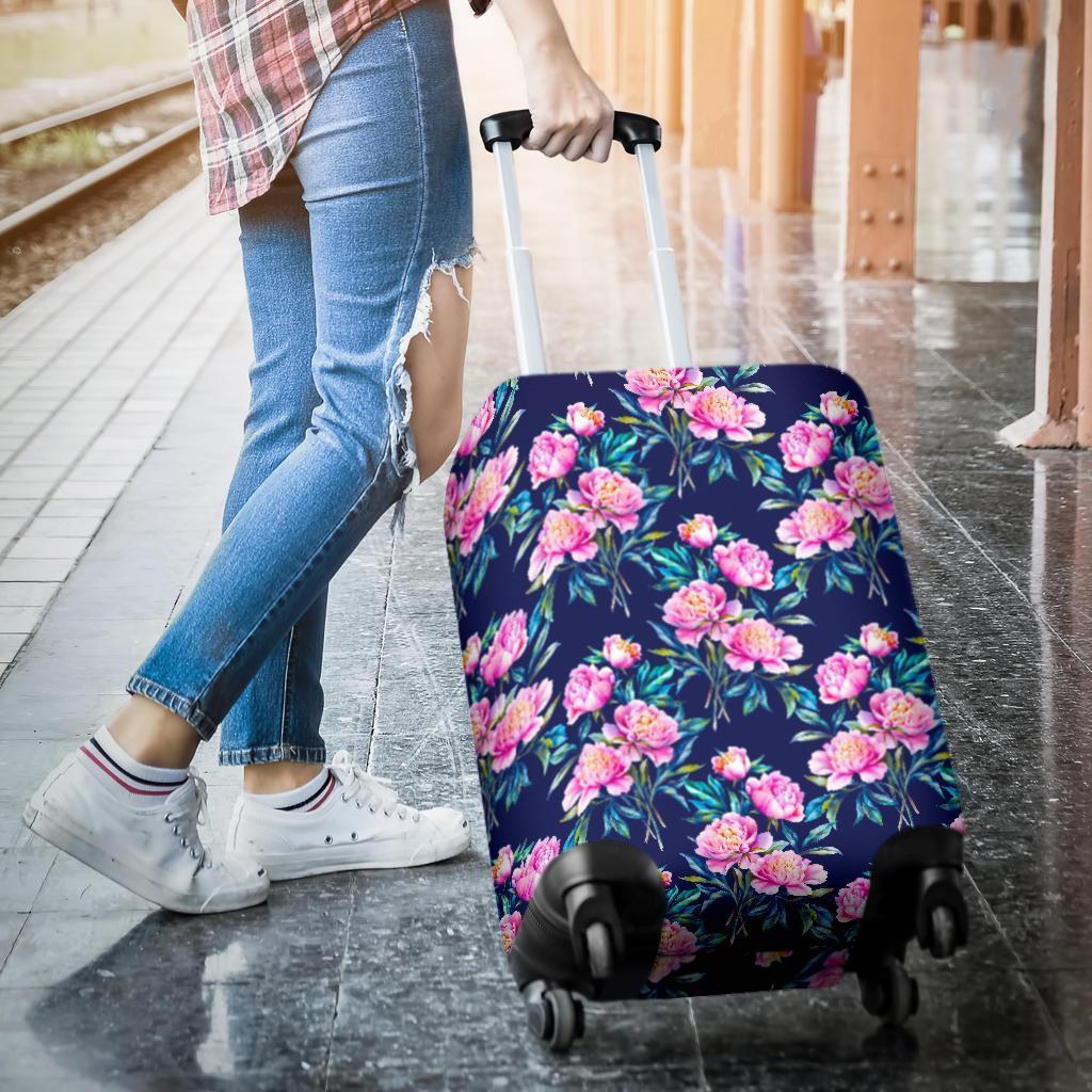Pink Peony Floral Flower Pattern Print Luggage Cover GearFrost