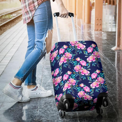 Pink Peony Floral Flower Pattern Print Luggage Cover GearFrost