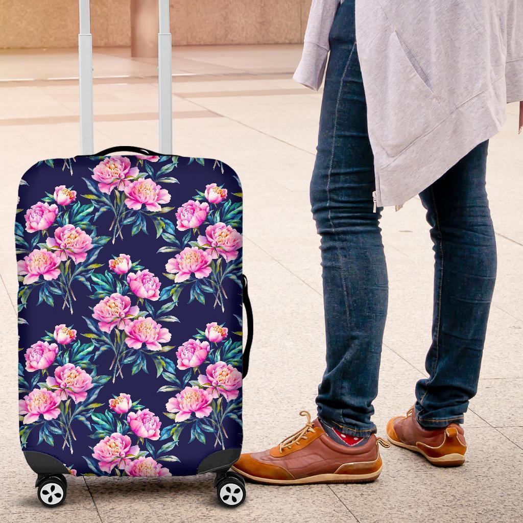 Pink Peony Floral Flower Pattern Print Luggage Cover GearFrost