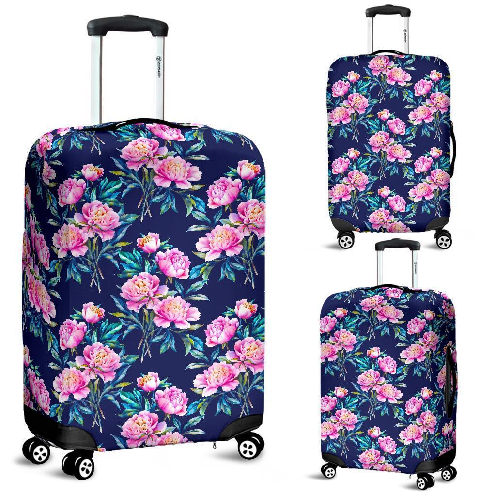 Pink Peony Floral Flower Pattern Print Luggage Cover GearFrost