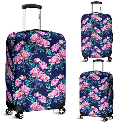 Pink Peony Floral Flower Pattern Print Luggage Cover GearFrost