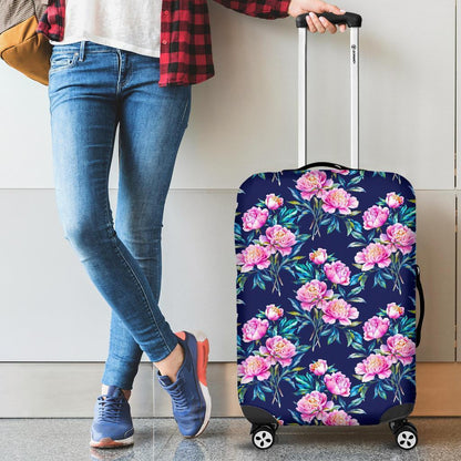 Pink Peony Floral Flower Pattern Print Luggage Cover GearFrost