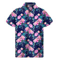 Pink Peony Floral Flower Pattern Print Men's Short Sleeve Shirt