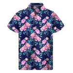 Pink Peony Floral Flower Pattern Print Men's Short Sleeve Shirt
