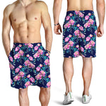 Pink Peony Floral Flower Pattern Print Men's Shorts