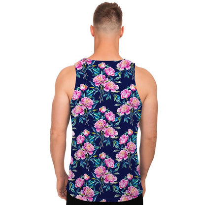 Pink Peony Floral Flower Pattern Print Men's Tank Top