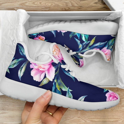 Pink Peony Floral Flower Pattern Print Mesh Knit Shoes GearFrost