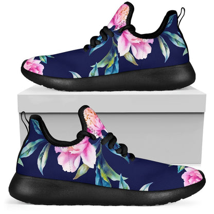 Pink Peony Floral Flower Pattern Print Mesh Knit Shoes GearFrost