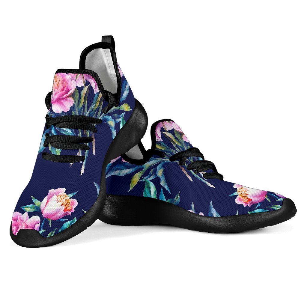 Pink Peony Floral Flower Pattern Print Mesh Knit Shoes GearFrost