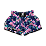 Pink Peony Floral Flower Pattern Print Muay Thai Boxing Shorts