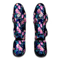 Pink Peony Floral Flower Pattern Print Muay Thai Shin Guards