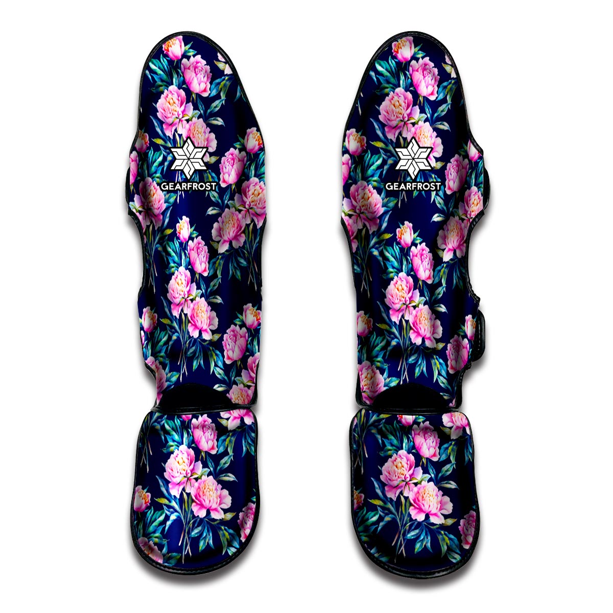 Pink Peony Floral Flower Pattern Print Muay Thai Shin Guard