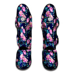 Pink Peony Floral Flower Pattern Print Muay Thai Shin Guard