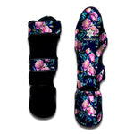 Pink Peony Floral Flower Pattern Print Muay Thai Shin Guard