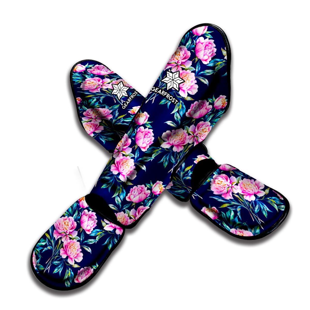 Pink Peony Floral Flower Pattern Print Muay Thai Shin Guard