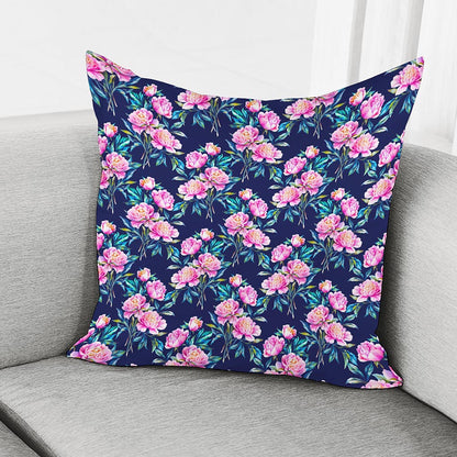 Pink Peony Floral Flower Pattern Print Pillow Cover