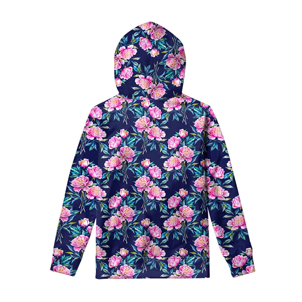 Pink Peony Floral Flower Pattern Print Pullover Hoodie