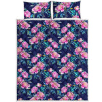 Pink Peony Floral Flower Pattern Print Quilt Bed Set