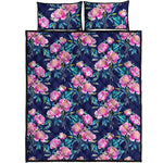 Pink Peony Floral Flower Pattern Print Quilt Bed Set