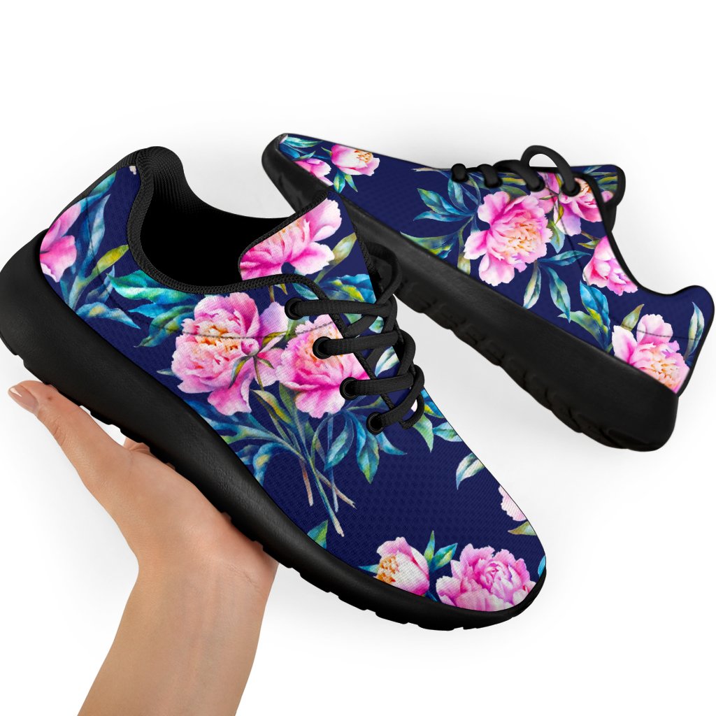 Pink Peony Floral Flower Pattern Print Sport Shoes GearFrost