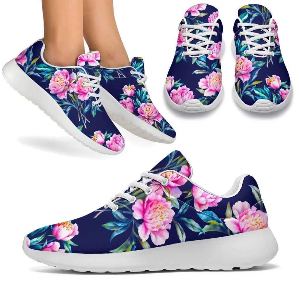 Pink Peony Floral Flower Pattern Print Sport Shoes GearFrost