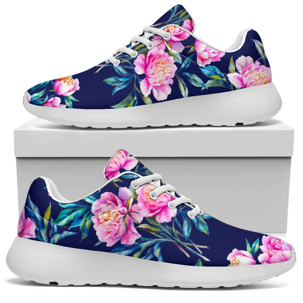 Pink Peony Floral Flower Pattern Print Sport Shoes GearFrost