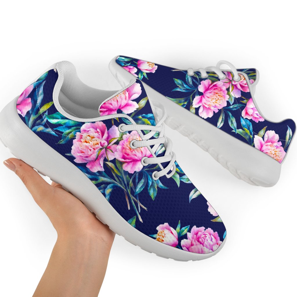 Pink Peony Floral Flower Pattern Print Sport Shoes GearFrost