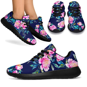 Pink Peony Floral Flower Pattern Print Sport Shoes GearFrost