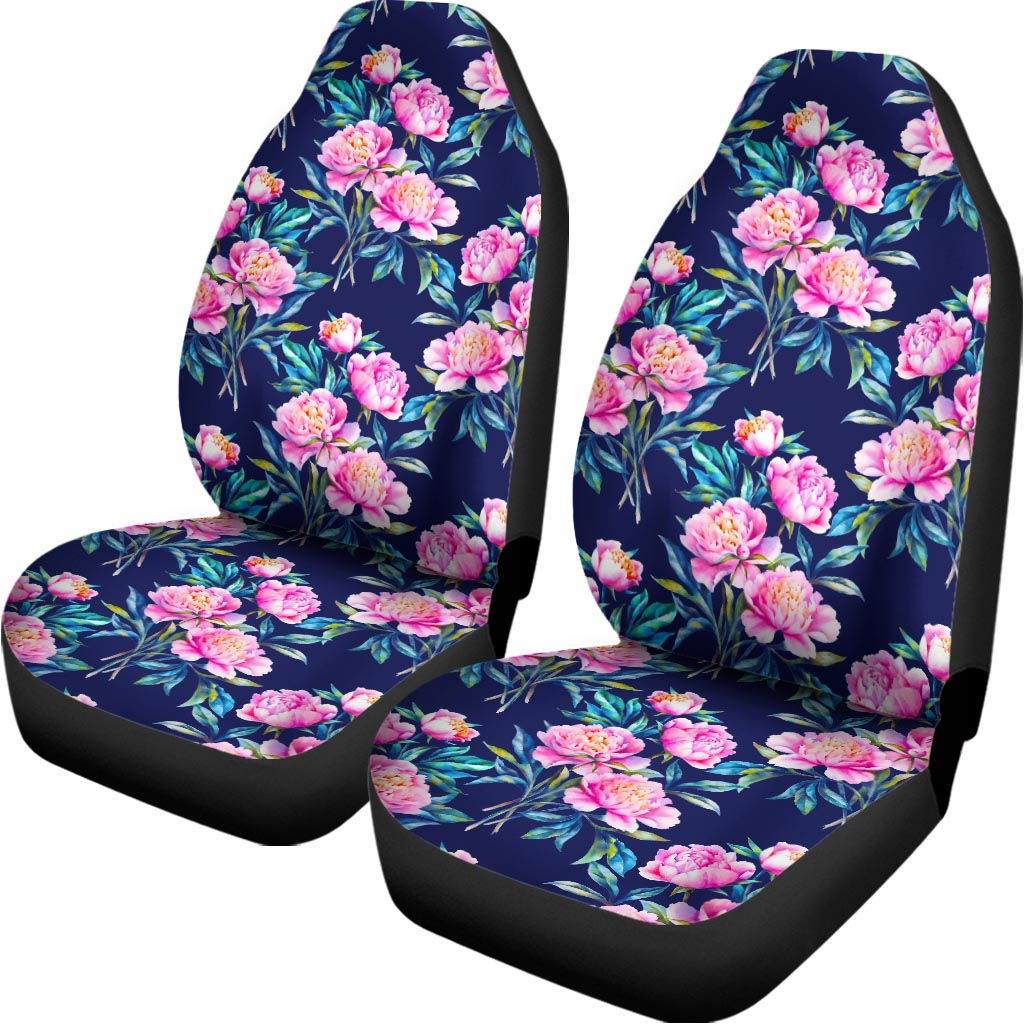 Pink Peony Floral Flower Pattern Print Universal Fit Car Seat Covers