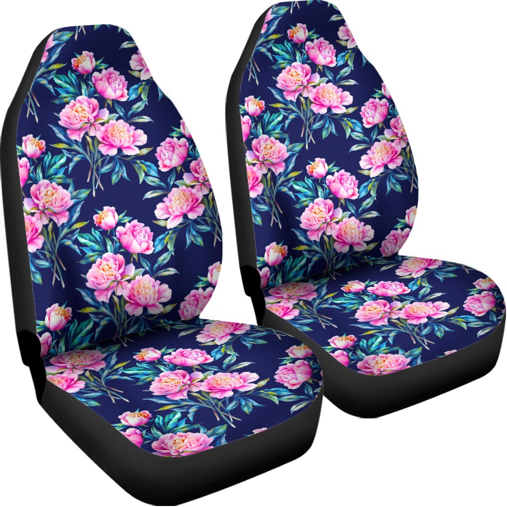 Pink Peony Floral Flower Pattern Print Universal Fit Car Seat Covers