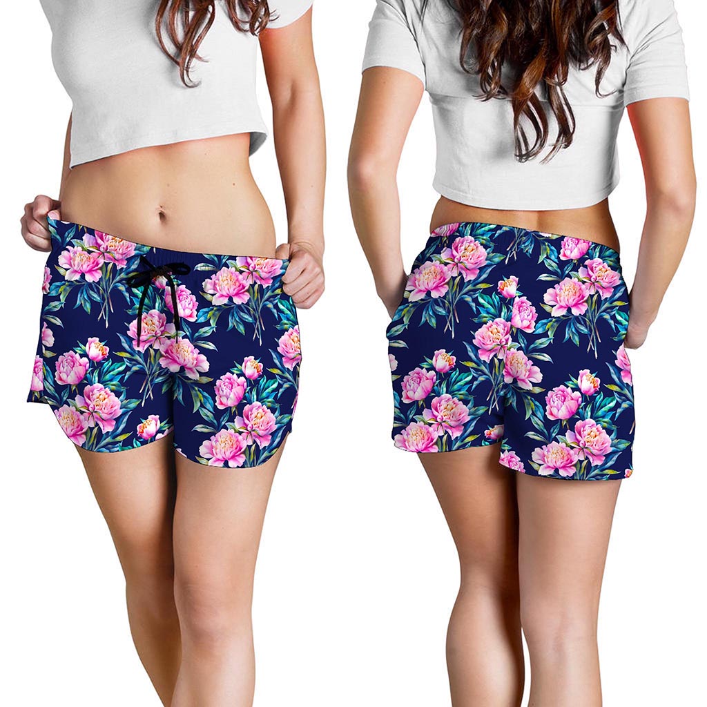 Pink Peony Floral Flower Pattern Print Women's Shorts