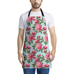Pink Peony Pattern Print Apron