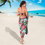 Pink Peony Pattern Print Beach Sarong Wrap