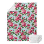 Pink Peony Pattern Print Blanket