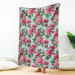 Pink Peony Pattern Print Blanket
