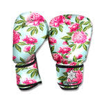 Pink Peony Pattern Print Boxing Gloves