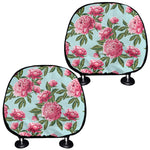 Pink Peony Pattern Print Car Headrest Covers