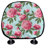 Pink Peony Pattern Print Car Headrest Covers