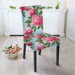 Pink Peony Pattern Print Dining Chair Slipcover