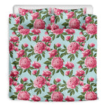 Pink Peony Pattern Print Duvet Cover Bedding Set