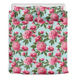 Pink Peony Pattern Print Duvet Cover Bedding Set