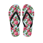 Pink Peony Pattern Print Flip Flops