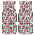 Pink Peony Pattern Print Front and Back Car Floor Mats