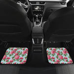 Pink Peony Pattern Print Front and Back Car Floor Mats