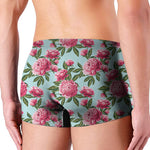 Pink Peony Pattern Print Men's Boxer Briefs