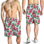 Pink Peony Pattern Print Men's Shorts