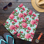 Pink Peony Pattern Print Men's Shorts