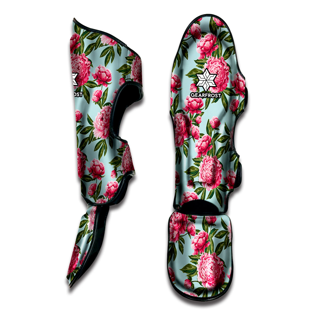 Pink Peony Pattern Print Muay Thai Shin Guard
